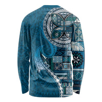Samoan Siapo Art Tattoo Polynesian Pattern Long Sleeve Shirt Teal Color - Polynesian Pride
