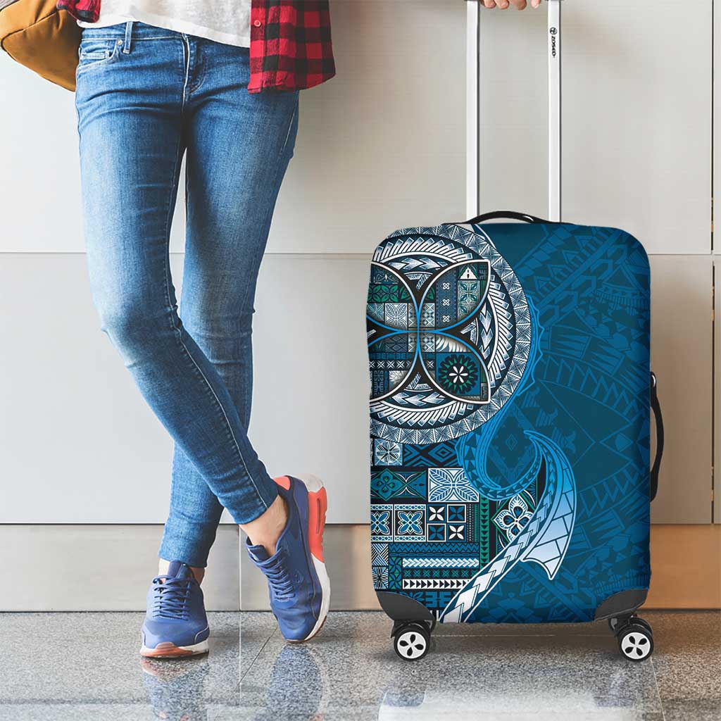 Samoan Siapo Art Tattoo Polynesian Pattern Luggage Cover Teal Color - Polynesian Pride