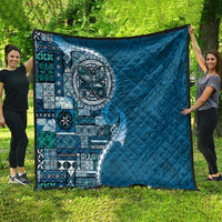 Samoan Siapo Art Tattoo Polynesian Pattern Quilt Teal Color - Polynesian Pride
