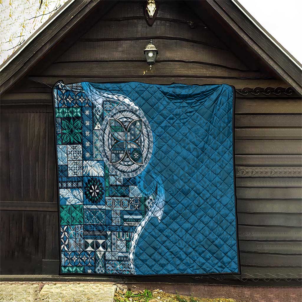 Samoan Siapo Art Tattoo Polynesian Pattern Quilt Teal Color - Polynesian Pride