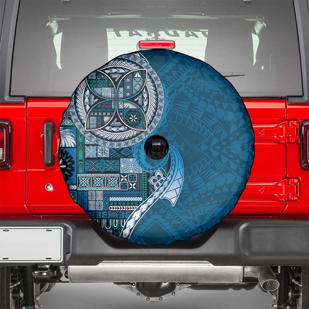 Samoan Siapo Art Tattoo Polynesian Pattern Spare Tire Cover Teal Color - Polynesian Pride