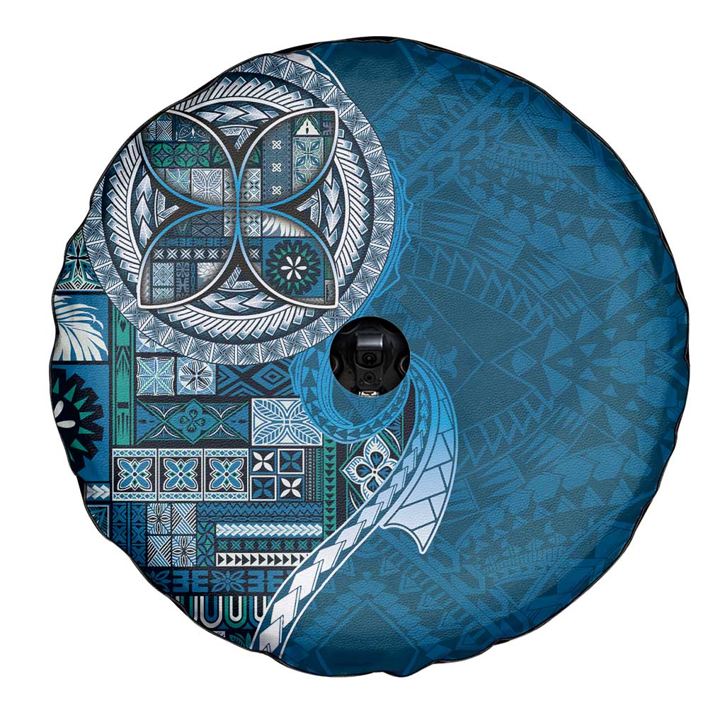 Samoan Siapo Art Tattoo Polynesian Pattern Spare Tire Cover Teal Color - Polynesian Pride