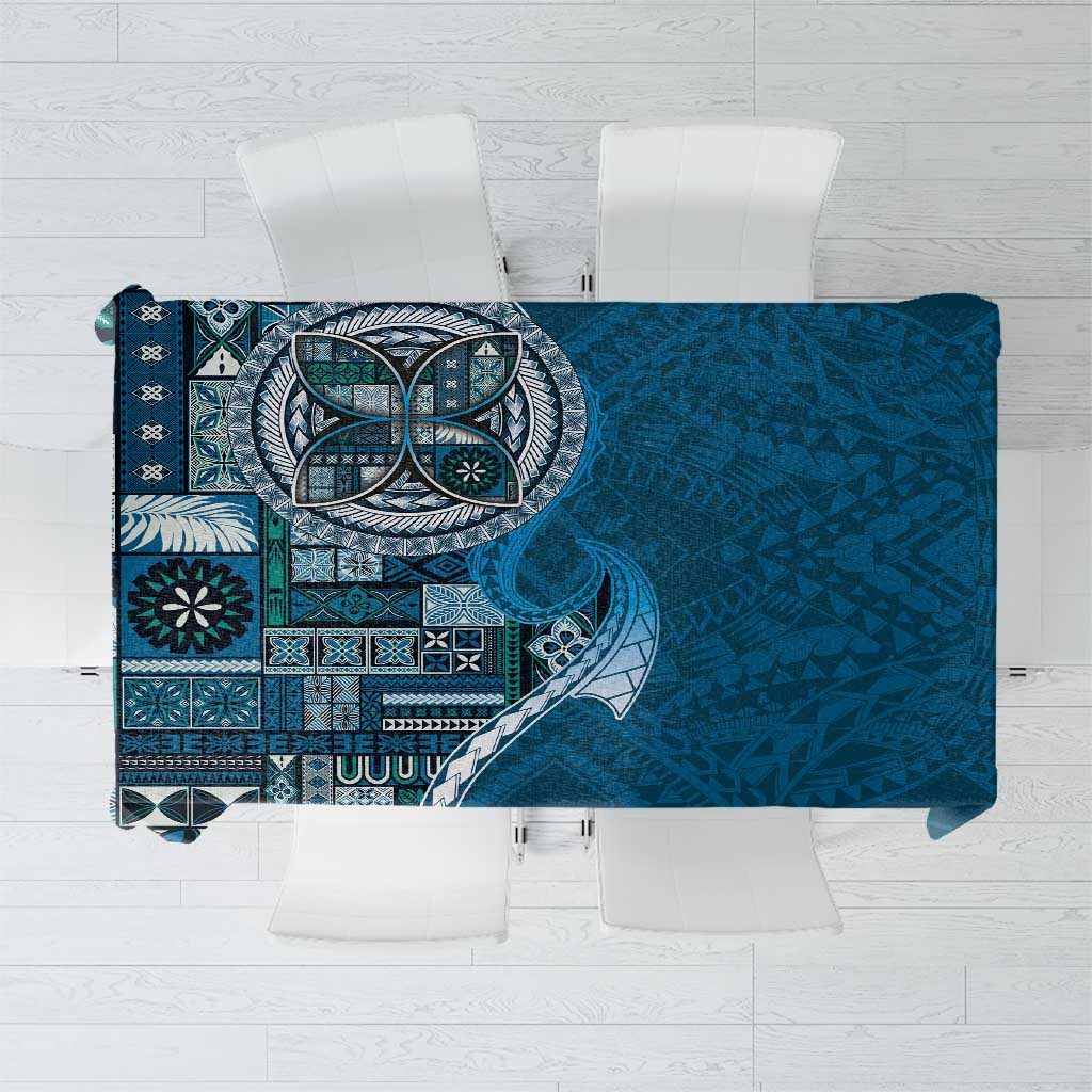 Samoan Siapo Art Tattoo Polynesian Pattern Tablecloth Teal Color - Polynesian Pride