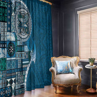 Samoan Siapo Art Tattoo Polynesian Pattern Window Curtain Teal Color LT03 - Polynesian Pride