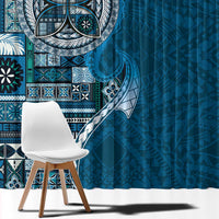 Samoan Siapo Art Tattoo Polynesian Pattern Window Curtain Teal Color LT03 - Polynesian Pride