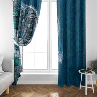 Samoan Siapo Art Tattoo Polynesian Pattern Window Curtain Teal Color LT03 - Polynesian Pride