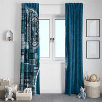 Samoan Siapo Art Tattoo Polynesian Pattern Window Curtain Teal Color LT03 - Polynesian Pride