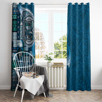 Samoan Siapo Art Tattoo Polynesian Pattern Window Curtain Teal Color LT03 - Polynesian Pride