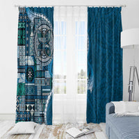 Samoan Siapo Art Tattoo Polynesian Pattern Window Curtain Teal Color LT03 - Polynesian Pride