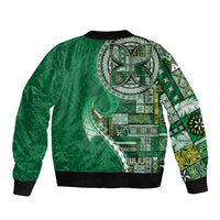 Samoan Siapo Art Tattoo Polynesian Pattern Bomber Jacket Green Color - Polynesian Pride