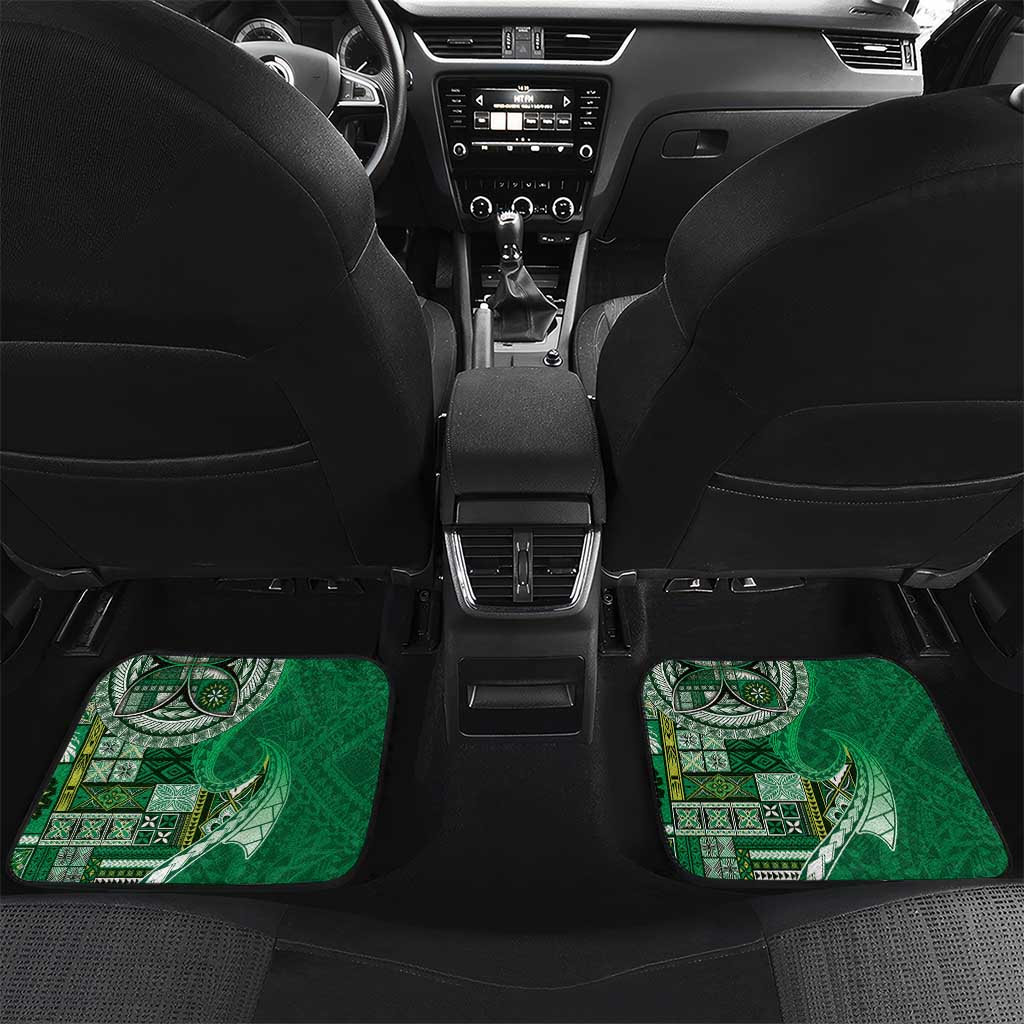 Samoan Siapo Art Tattoo Polynesian Pattern Car Mats Green Color - Polynesian Pride