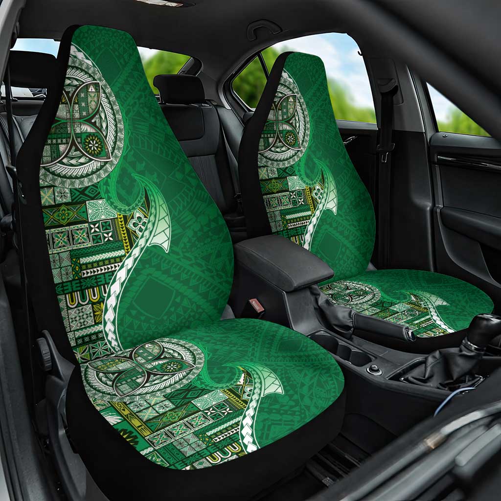 Samoan Siapo Art Tattoo Polynesian Pattern Car Seat Cover Green Color - Polynesian Pride
