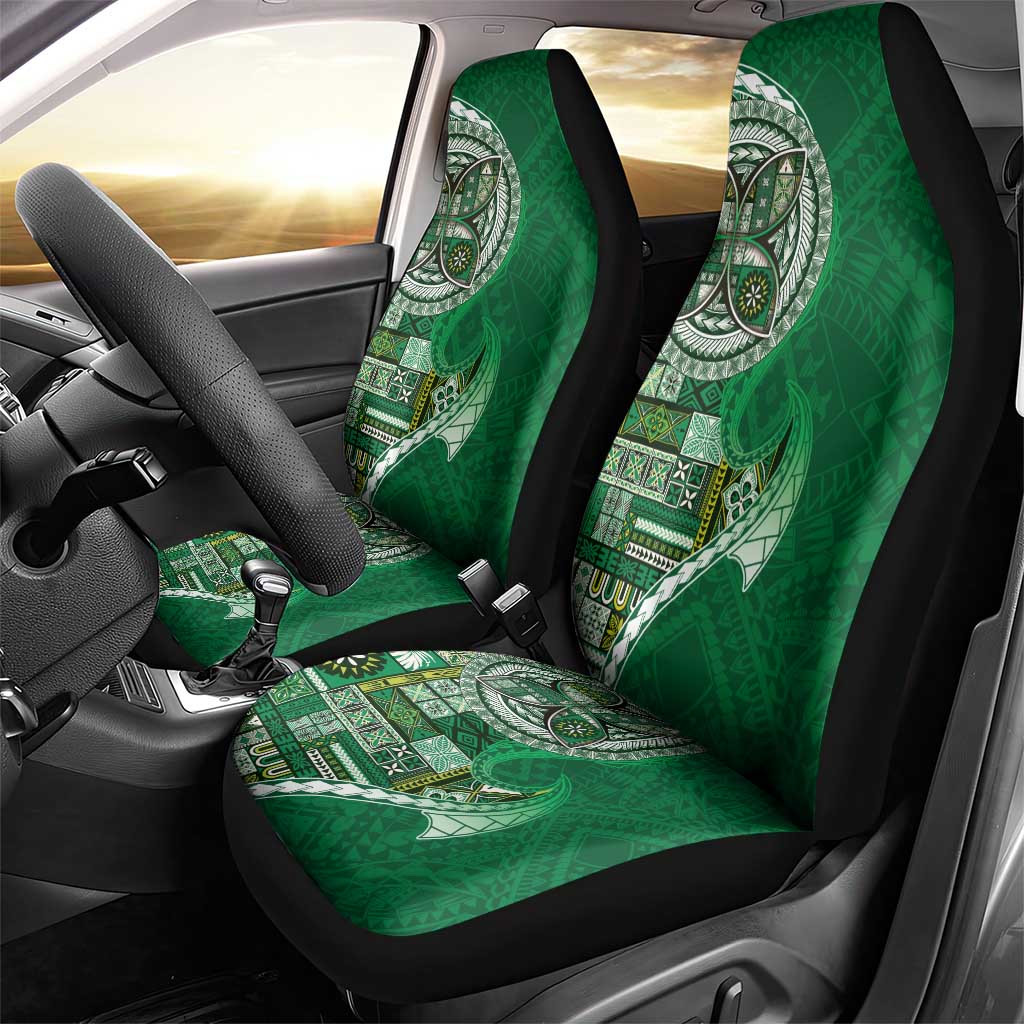 Samoan Siapo Art Tattoo Polynesian Pattern Car Seat Cover Green Color - Polynesian Pride