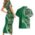 Samoan Siapo Art Tattoo Polynesian Pattern Couples Matching Short Sleeve Bodycon Dress and Hawaiian Shirt Green Color - Polynesian Pride
