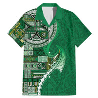 Samoan Siapo Art Tattoo Polynesian Pattern Family Matching Mermaid Dress and Hawaiian Shirt Green Color - Polynesian Pride