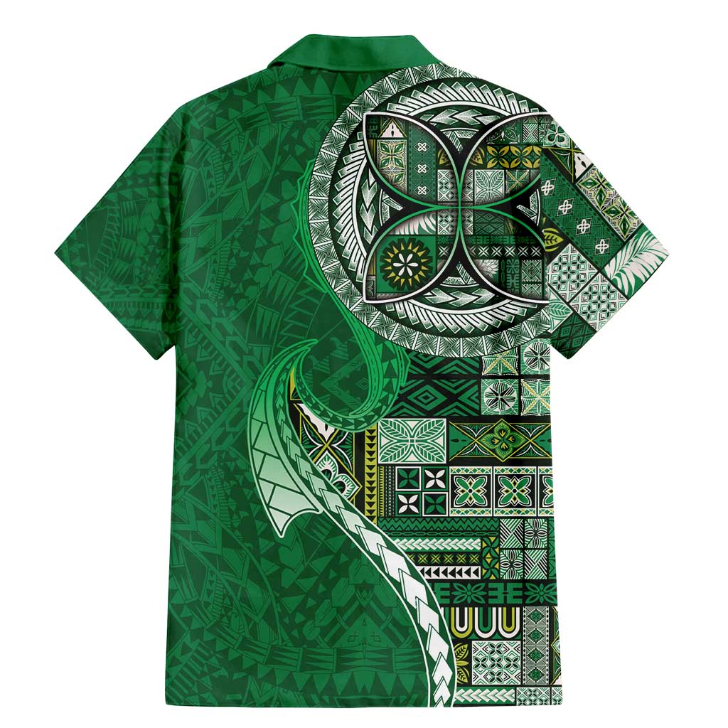 Samoan Siapo Art Tattoo Polynesian Pattern Family Matching Mermaid Dress and Hawaiian Shirt Green Color - Polynesian Pride