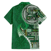 Samoan Siapo Art Tattoo Polynesian Pattern Family Matching Puletasi and Hawaiian Shirt Green Color - Polynesian Pride