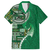 Samoan Siapo Art Tattoo Polynesian Pattern Family Matching Tank Maxi Dress and Hawaiian Shirt Green Color - Polynesian Pride