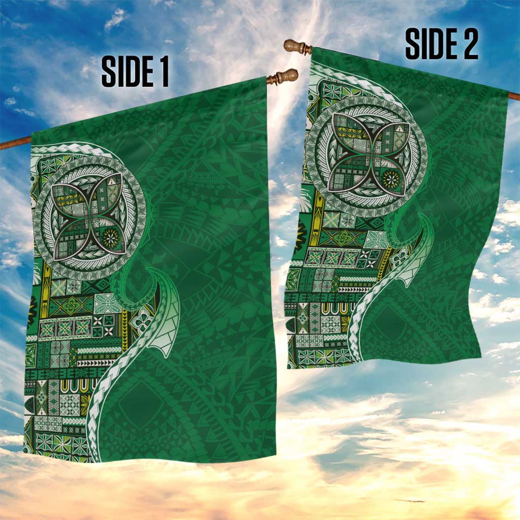 Samoan Siapo Art Tattoo Polynesian Pattern Garden Flag Green Color - Polynesian Pride