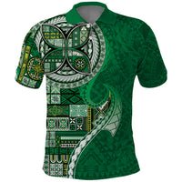 Samoan Siapo Art Tattoo Polynesian Pattern Polo Shirt Green Color - Polynesian Pride