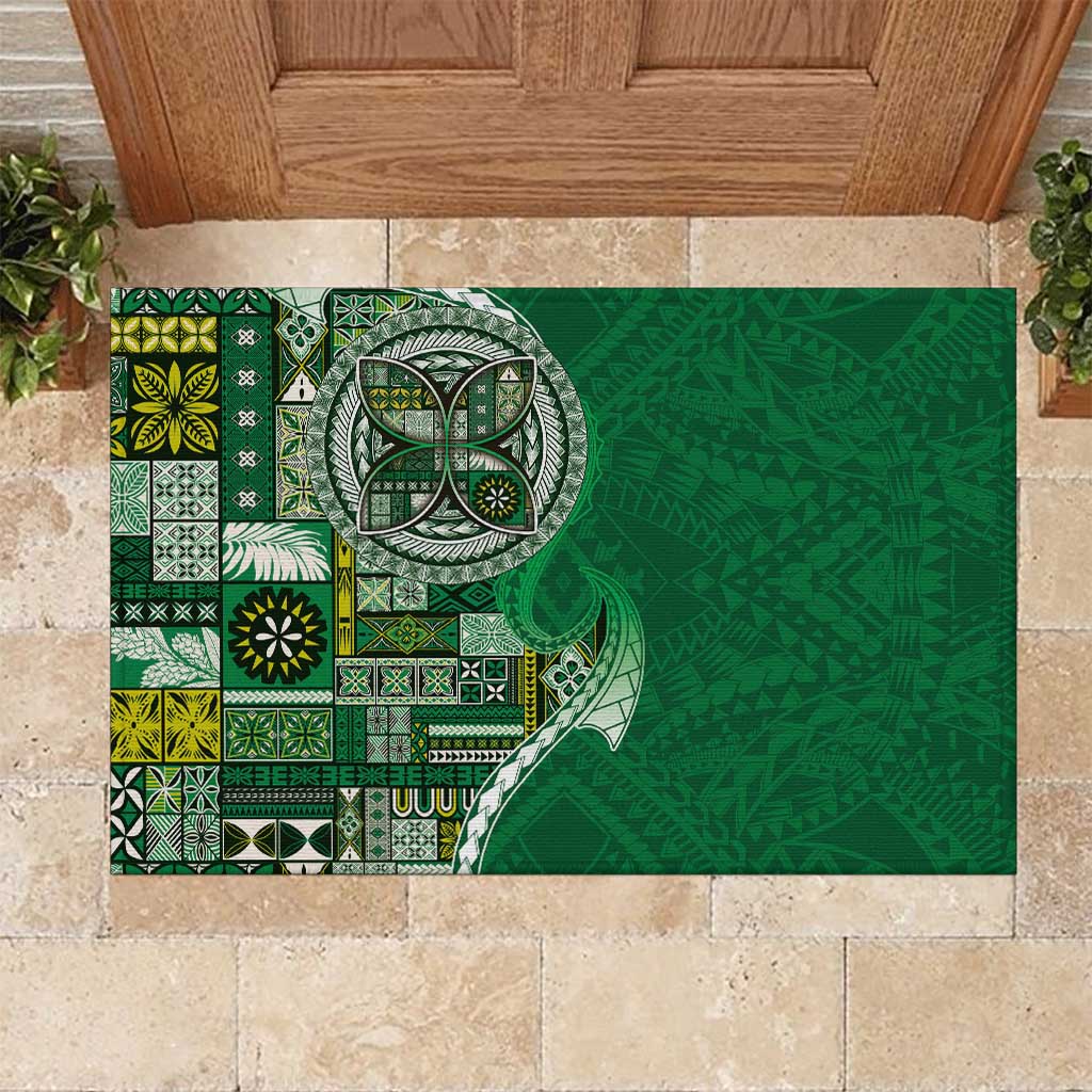 Samoan Siapo Art Tattoo Polynesian Pattern Rubber Doormat Green Color - Polynesian Pride