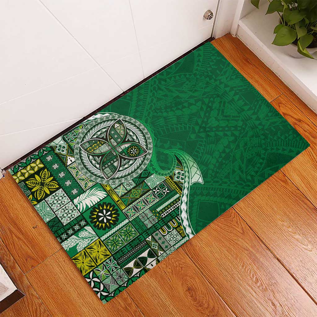 Samoan Siapo Art Tattoo Polynesian Pattern Rubber Doormat Green Color - Polynesian Pride
