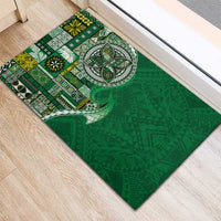 Samoan Siapo Art Tattoo Polynesian Pattern Rubber Doormat Green Color - Polynesian Pride