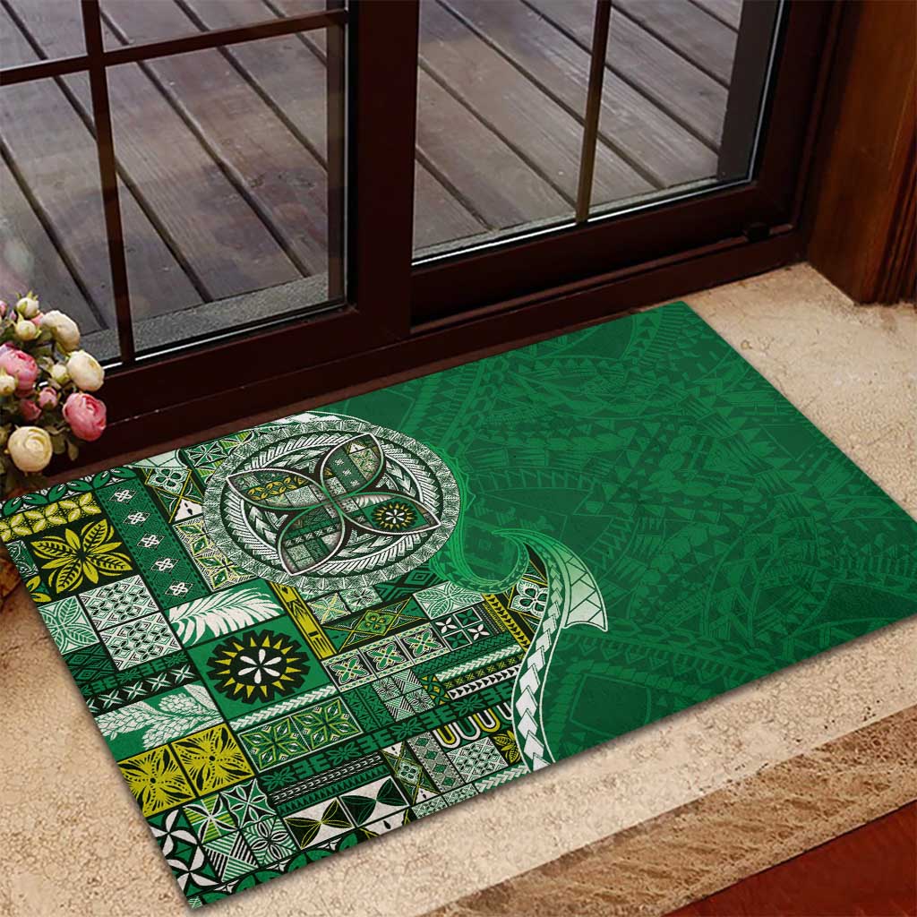 Samoan Siapo Art Tattoo Polynesian Pattern Rubber Doormat Green Color - Polynesian Pride