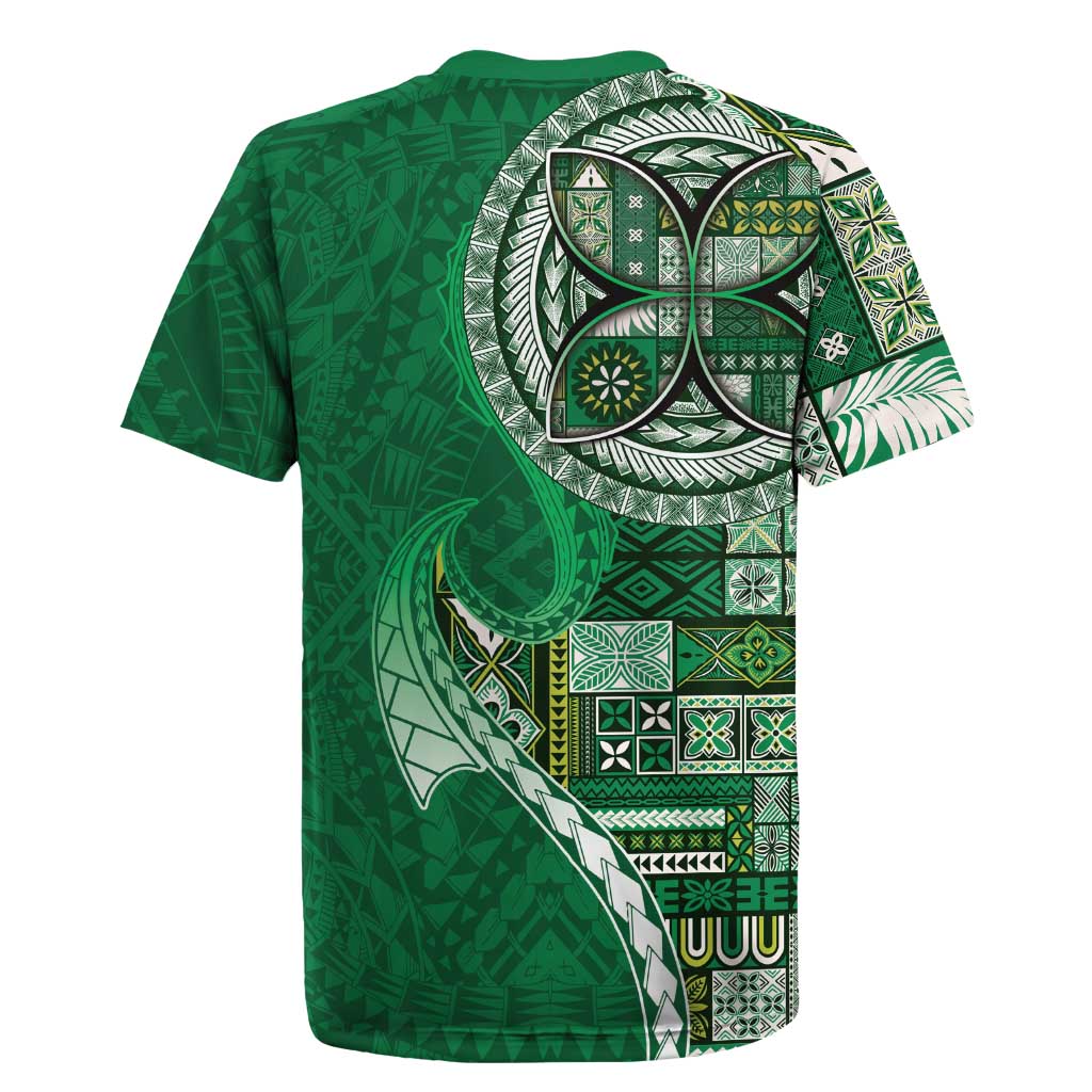 Samoan Siapo Art Tattoo Polynesian Pattern Rugby Jersey Green Color - Polynesian Pride