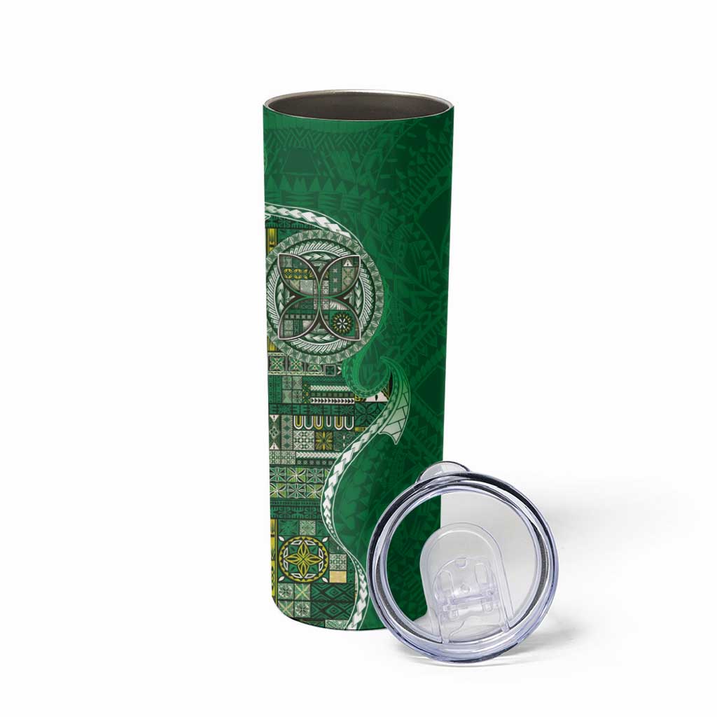 Samoan Siapo Art Tattoo Polynesian Pattern Skinny Tumbler Green Color - Polynesian Pride