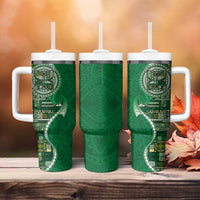 Samoan Siapo Art Tattoo Polynesian Pattern Tumbler With Handle Green Color LT03 - Polynesian Pride
