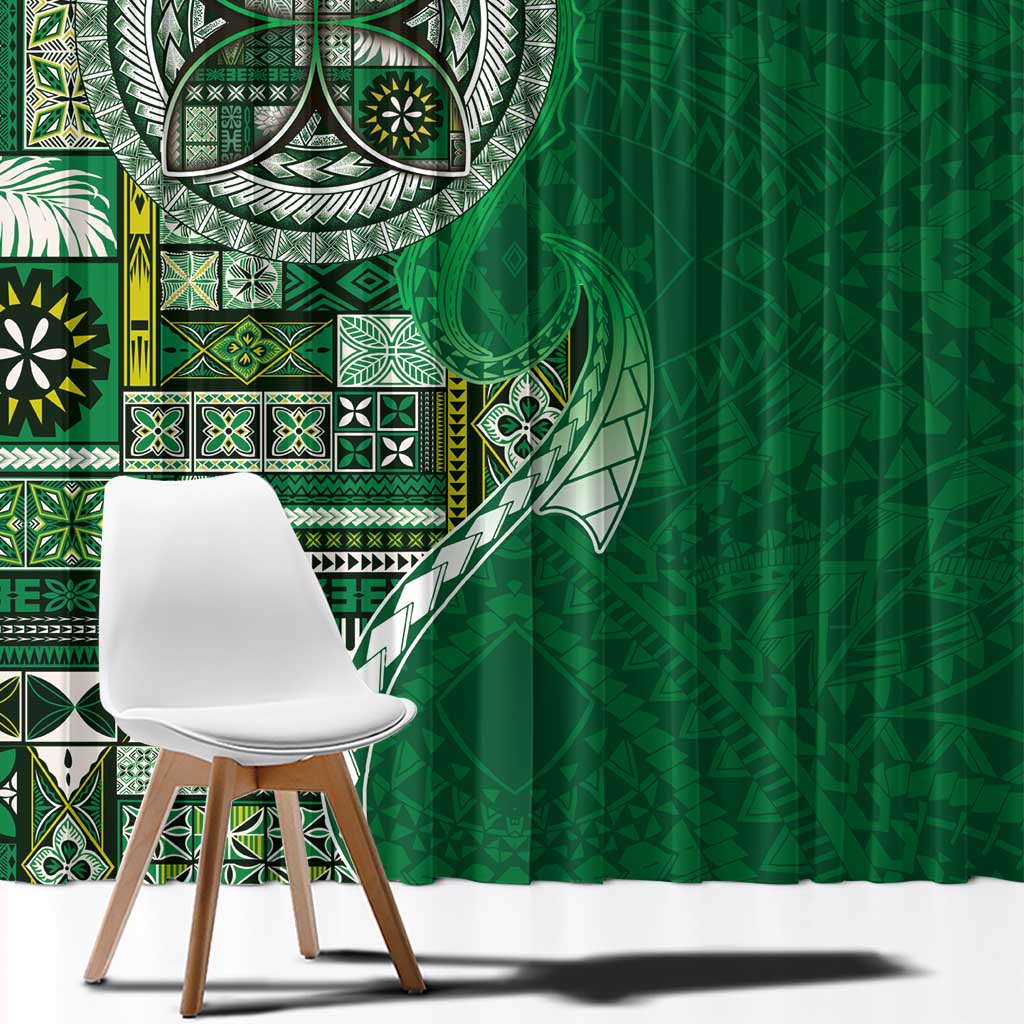 Samoan Siapo Art Tattoo Polynesian Pattern Window Curtain Green Color LT03 - Polynesian Pride