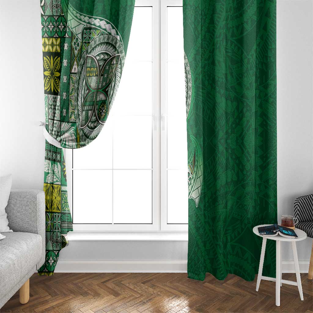 Samoan Siapo Art Tattoo Polynesian Pattern Window Curtain Green Color LT03 - Polynesian Pride