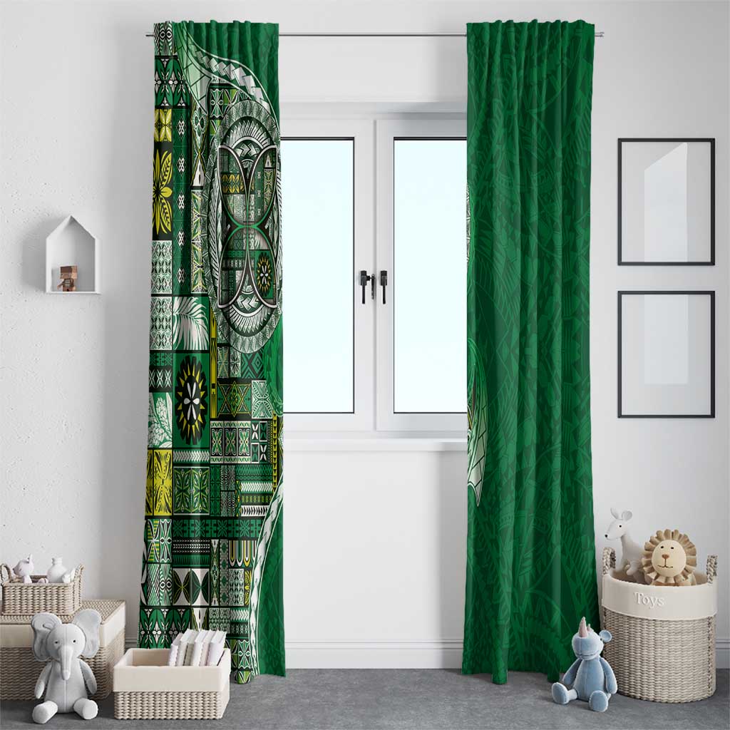 Samoan Siapo Art Tattoo Polynesian Pattern Window Curtain Green Color LT03 - Polynesian Pride