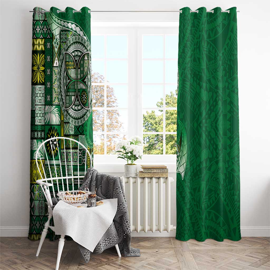 Samoan Siapo Art Tattoo Polynesian Pattern Window Curtain Green Color LT03 - Polynesian Pride