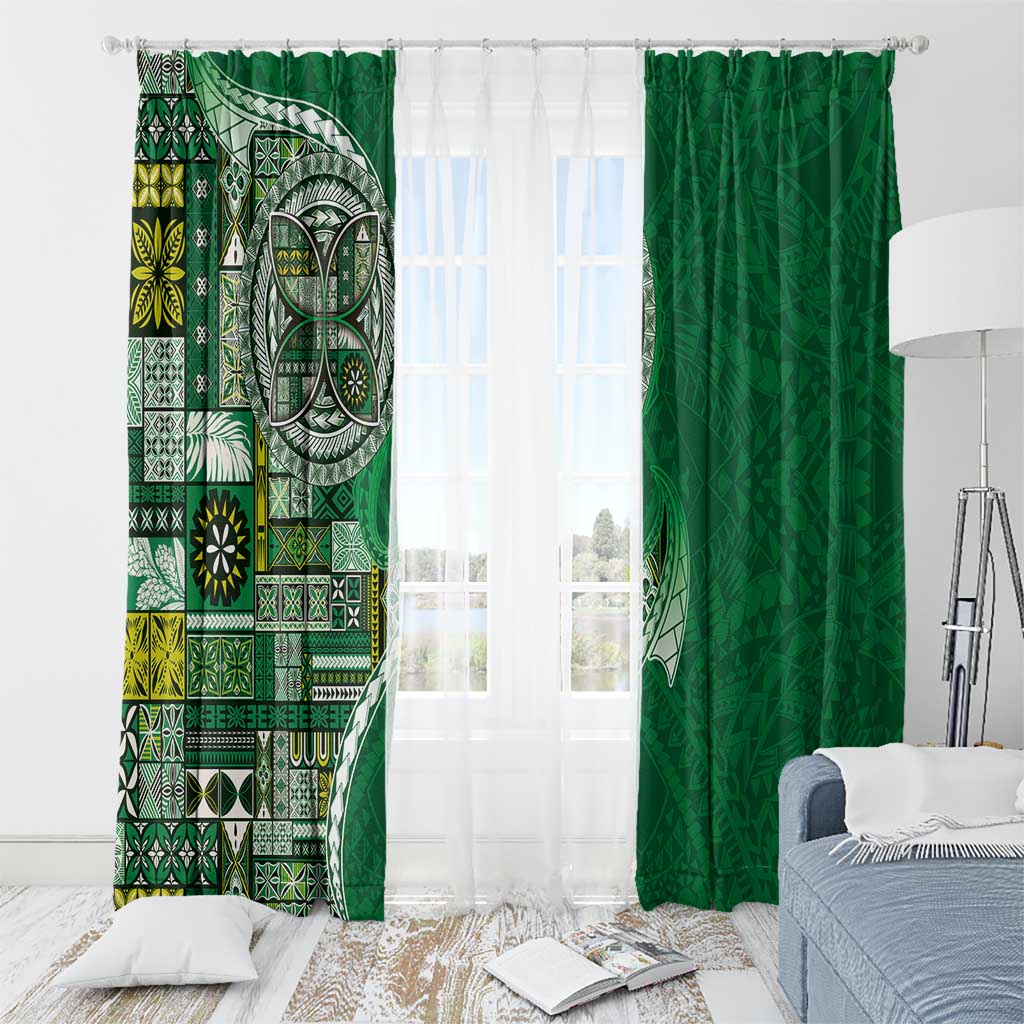 Samoan Siapo Art Tattoo Polynesian Pattern Window Curtain Green Color LT03 - Polynesian Pride