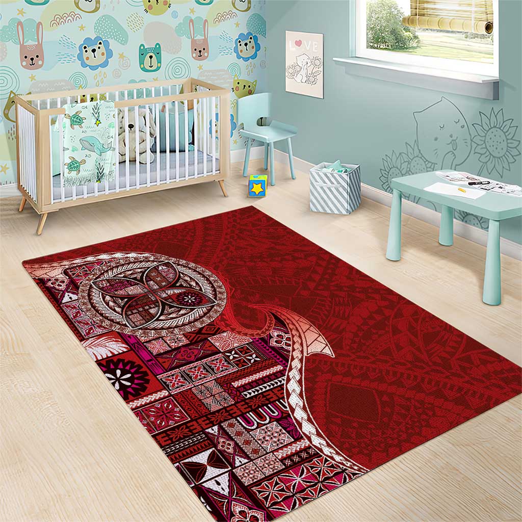 Samoan Siapo Art Tattoo Polynesian Pattern Area Rug Red Color - Polynesian Pride