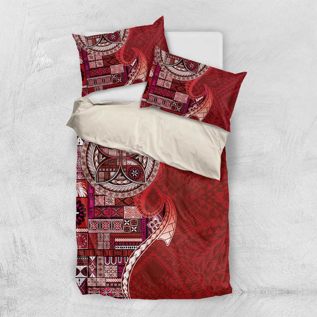 Samoan Siapo Art Tattoo Polynesian Pattern Bedding Set Red Color - Polynesian Pride