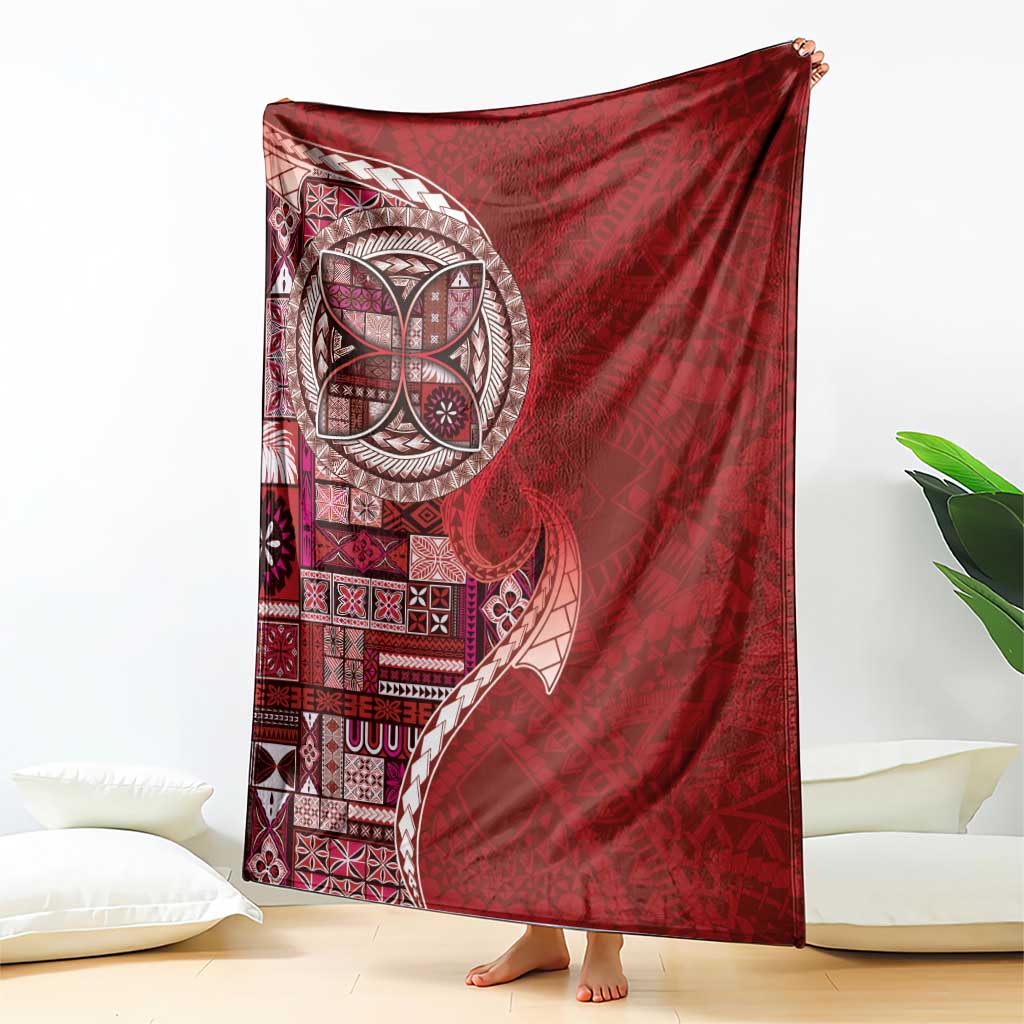 Samoan Siapo Art Tattoo Polynesian Pattern Blanket Red Color - Polynesian Pride