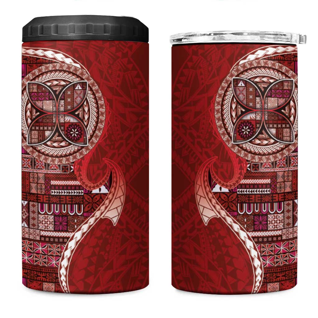 Samoan Siapo Art Tattoo Polynesian Pattern 4 in 1 Can Cooler Tumbler Red Color LT03 One Size: 16 oz Red - Polynesian Pride