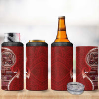 Samoan Siapo Art Tattoo Polynesian Pattern 4 in 1 Can Cooler Tumbler Red Color LT03 - Polynesian Pride