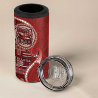 Samoan Siapo Art Tattoo Polynesian Pattern 4 in 1 Can Cooler Tumbler Red Color LT03 - Polynesian Pride