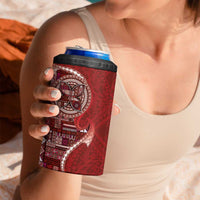 Samoan Siapo Art Tattoo Polynesian Pattern 4 in 1 Can Cooler Tumbler Red Color LT03 - Polynesian Pride
