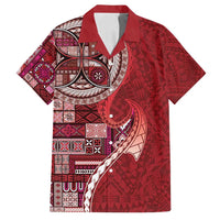 Samoan Siapo Art Tattoo Polynesian Pattern Family Matching Tank Maxi Dress and Hawaiian Shirt Red Color - Polynesian Pride