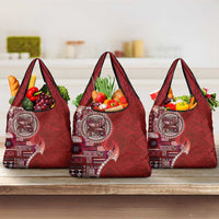 Samoan Siapo Art Tattoo Polynesian Pattern Grocery Bag Red Color LT03 3-pack One Size Red - Polynesian Pride