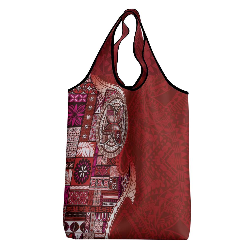 Samoan Siapo Art Tattoo Polynesian Pattern Grocery Bag Red Color LT03 - Polynesian Pride