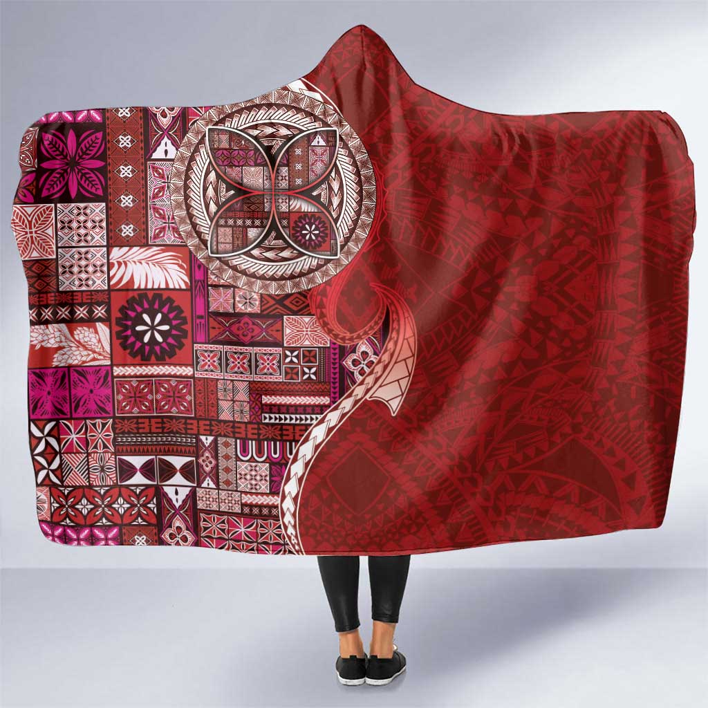 Samoan Siapo Art Tattoo Polynesian Pattern Hooded Blanket Red Color - Polynesian Pride