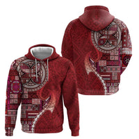 Samoan Siapo Art Tattoo Polynesian Pattern Hoodie Red Color - Polynesian Pride