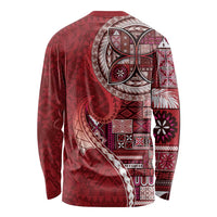 Samoan Siapo Art Tattoo Polynesian Pattern Long Sleeve Shirt Red Color - Polynesian Pride