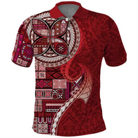 Samoan Siapo Art Tattoo Polynesian Pattern Polo Shirt Red Color - Polynesian Pride